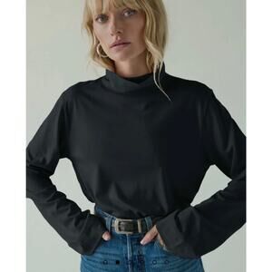 NWT Nation Black Turtleneck Pima Cotton Long Sleeve Size Medium